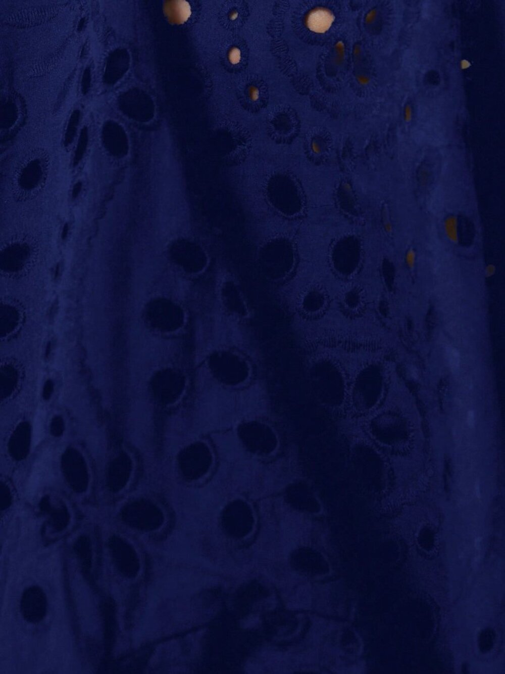 Blue Boho Women's Casual Embroidered Hollow-Out Pleated Front Long Sleeve Blouse - Picture 8 of 8